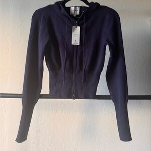 Navy Blue Cropped Hoodie